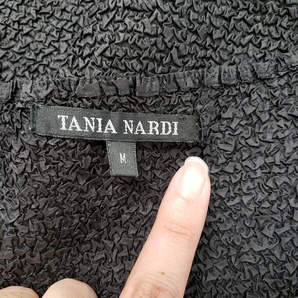 Tania Nardi Top Tank Womens Medium Black Crinkle Sleeveless Artsy Textured Goth - Picture 8 of 13